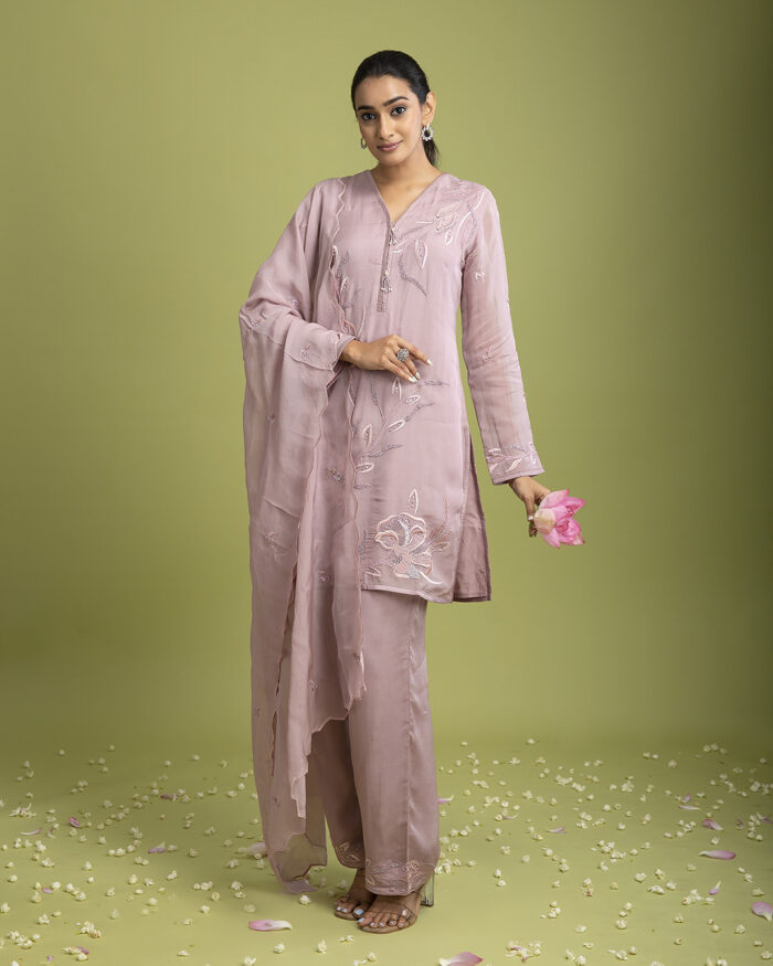 Lilac organza Short kurta set