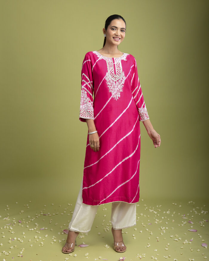 Pink Tie-Dye kurti set