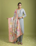 Grey Benrasi silk Kurta set