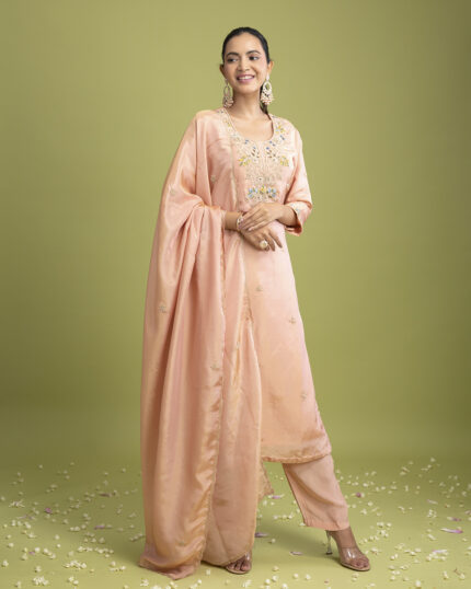 Peach Tissue silk salwar Set