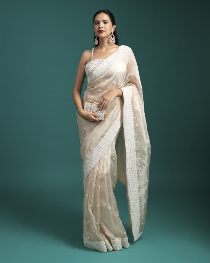 Off-White Organza Saree