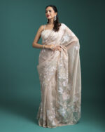 Beige Organza Saree