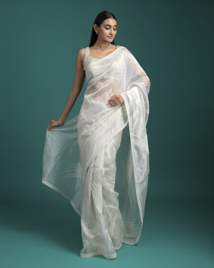 White Organza Tissue Saree