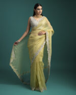 Lime Green Organza Saree