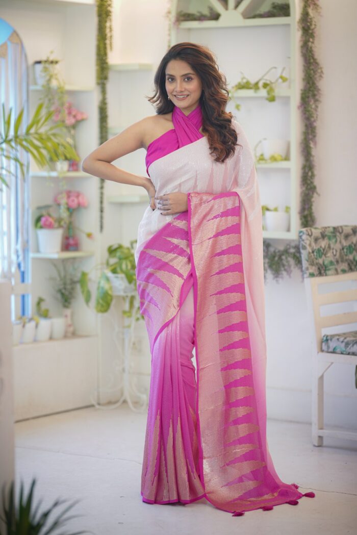 Fuchsia Georgette Saree