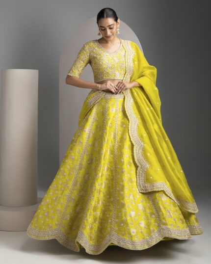 Lime Green Benarasi Lehenga set