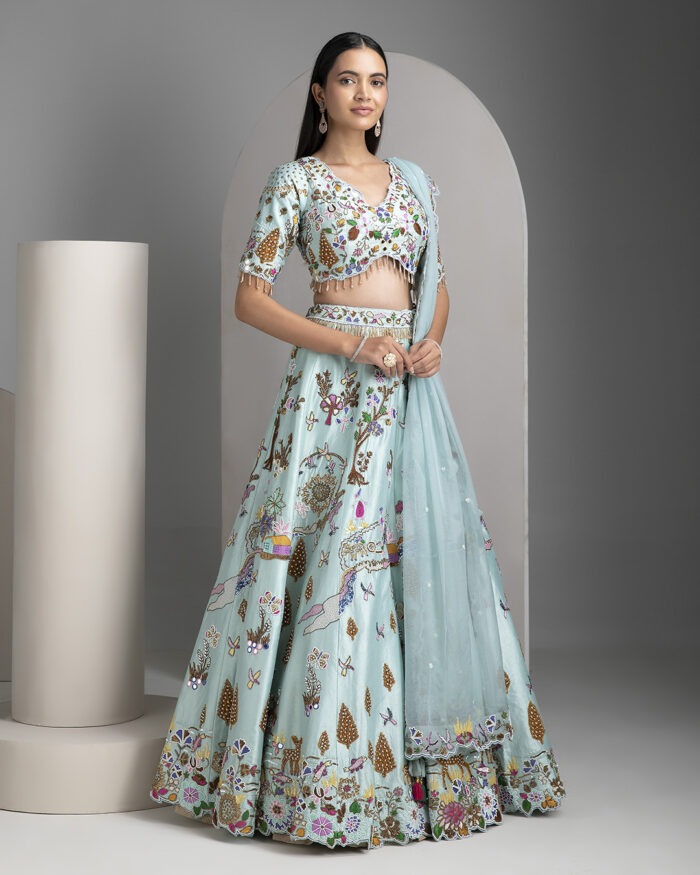 Aqua Blue Lehenga Set