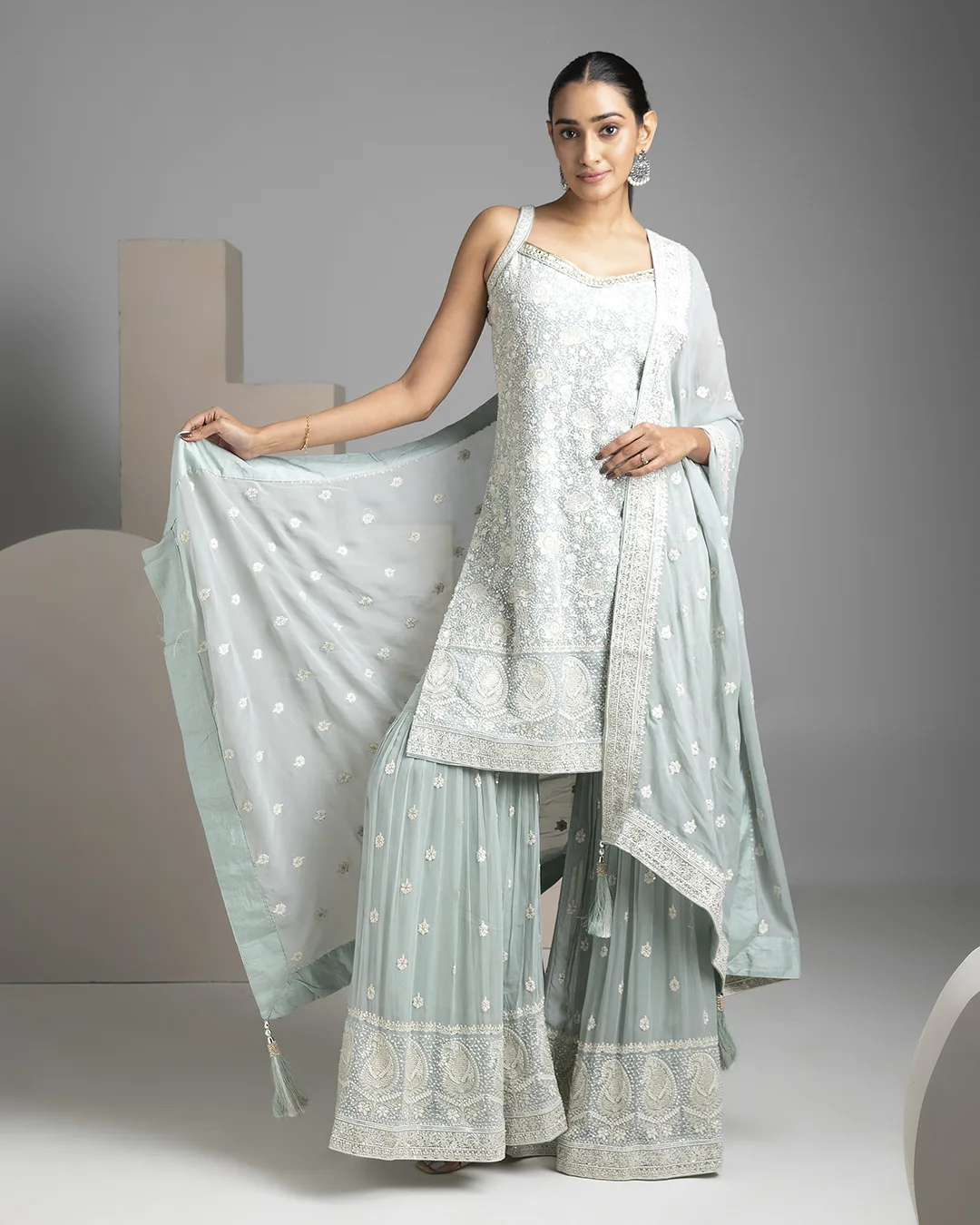 Pastel Blue Sharara Set