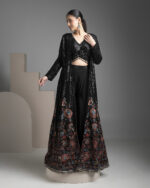 Black Georgette Indo-western Jacket Set