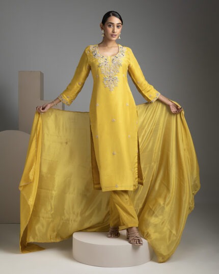 Yellow Tissue silk salwar Set