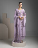 Lilac Chinon Kurta and Palazzo Set