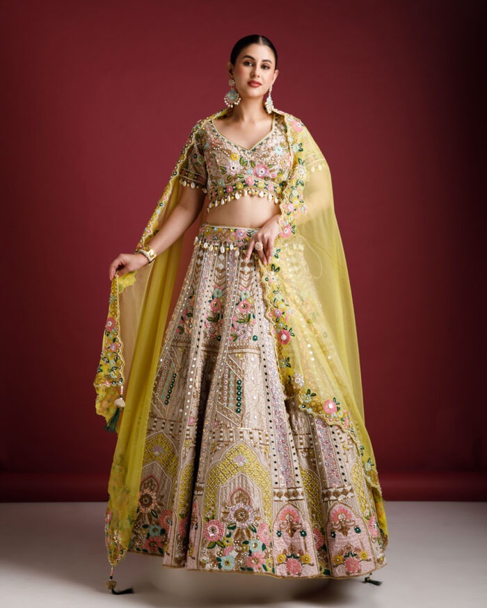 Ivory Silk Lehenga Set