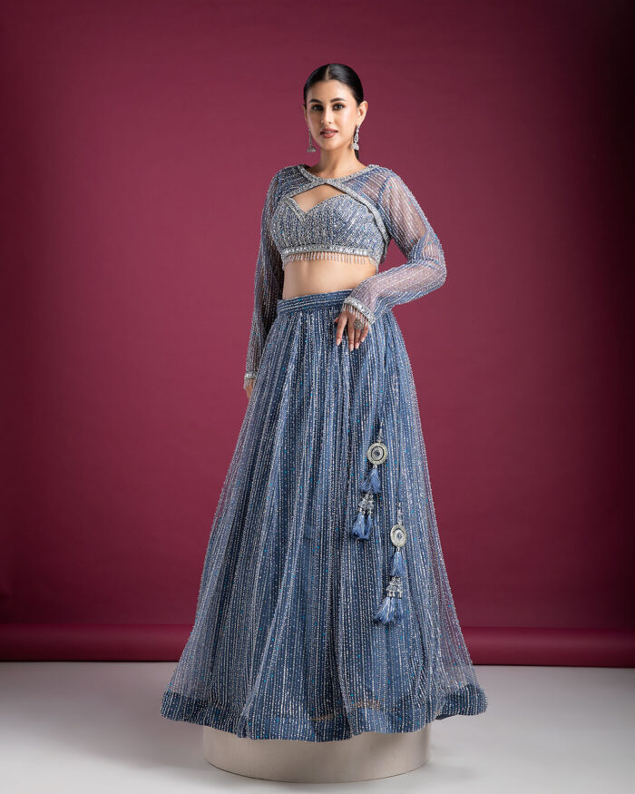 Midnight Blue Embellished Lehenga