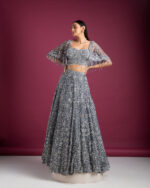 Smoky Grey Lehenga Set with Cape blouse