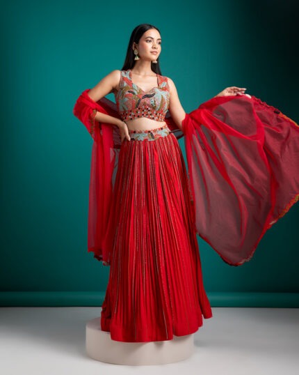 Scarlet Red Lehenga Set