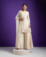 Ivory Embroidered Kurta with Sharara Set