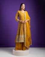 Mustard Yellow Georgette Embroidered Suit Set