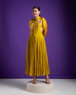 Mustard Yellow Embroidered Maxi Dress