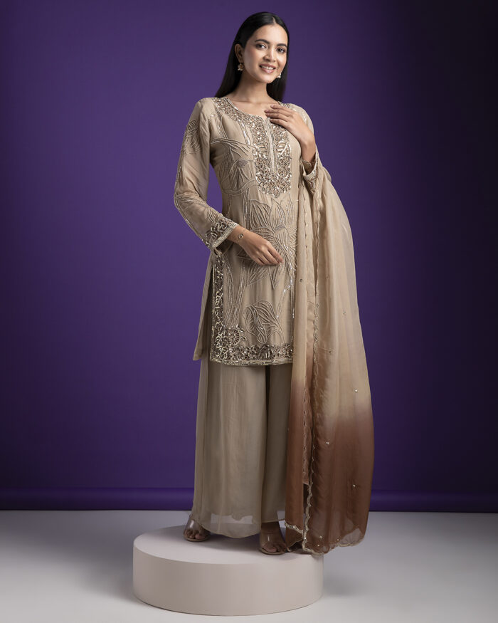 Sophisticated Beige Embroidered Kurta Set