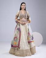 Cream Tissue Silk Lehenga Set