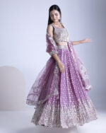 Lilac and Stardust Georgette Lehenga Set