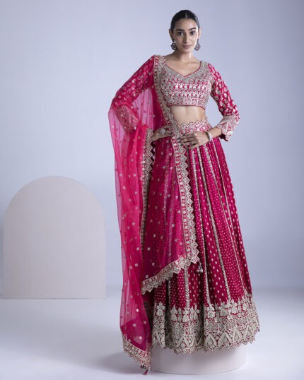 Bright Maroon Lehenga Set