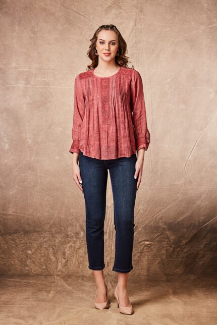 Elegant Rust Textured Top