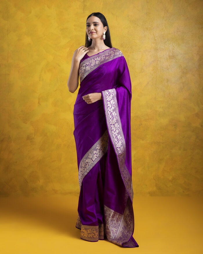 Purple Soft Banarasi Silk Saree