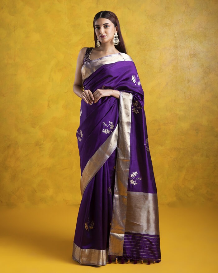 Purple Soft Banarasi Silk Saree