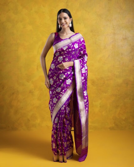 Purple Banarasi Silk Saree