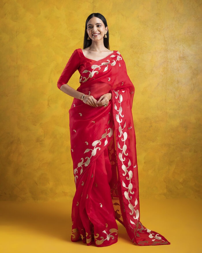 Red Organza Saree