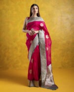 Rani Pink Banarasi Kora Silk Saree