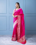 Hot Pink Banarasi Silk Saree