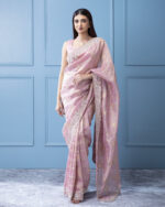 Onion Pink Tissue Georgette Saree