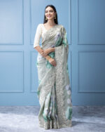 Aqua Green Tussar Silk Saree