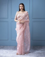 Peach Organza Tissue Saree