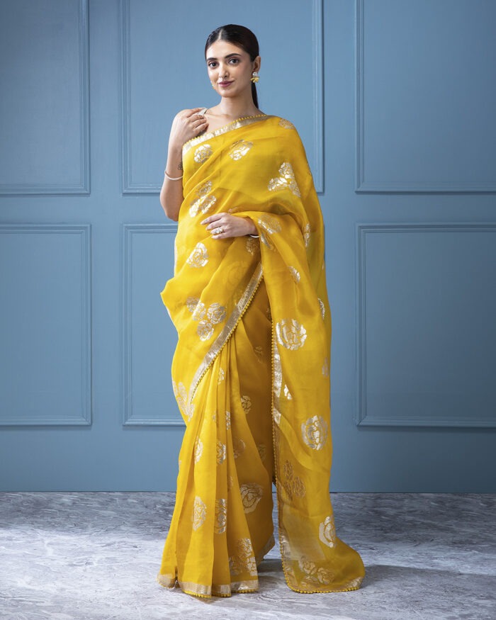 Yellow Organza Saree