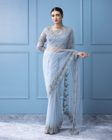 Pastel Blue Net Saree