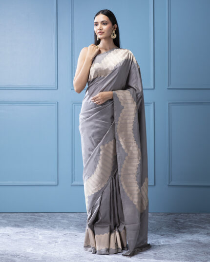 Grey Banarasi Silk Saree