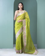 Lime Green Organza Saree