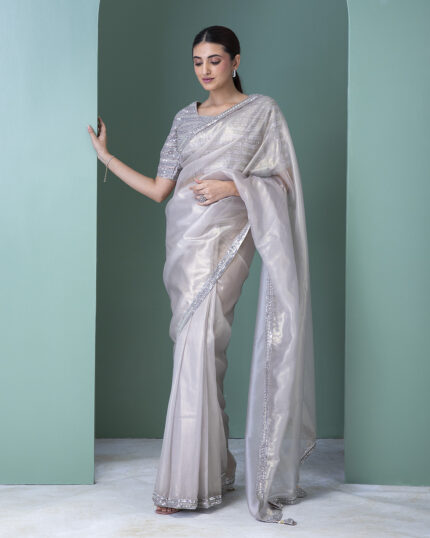 Silver Tissue Saree