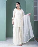 Ivory Georgette Sharara Set