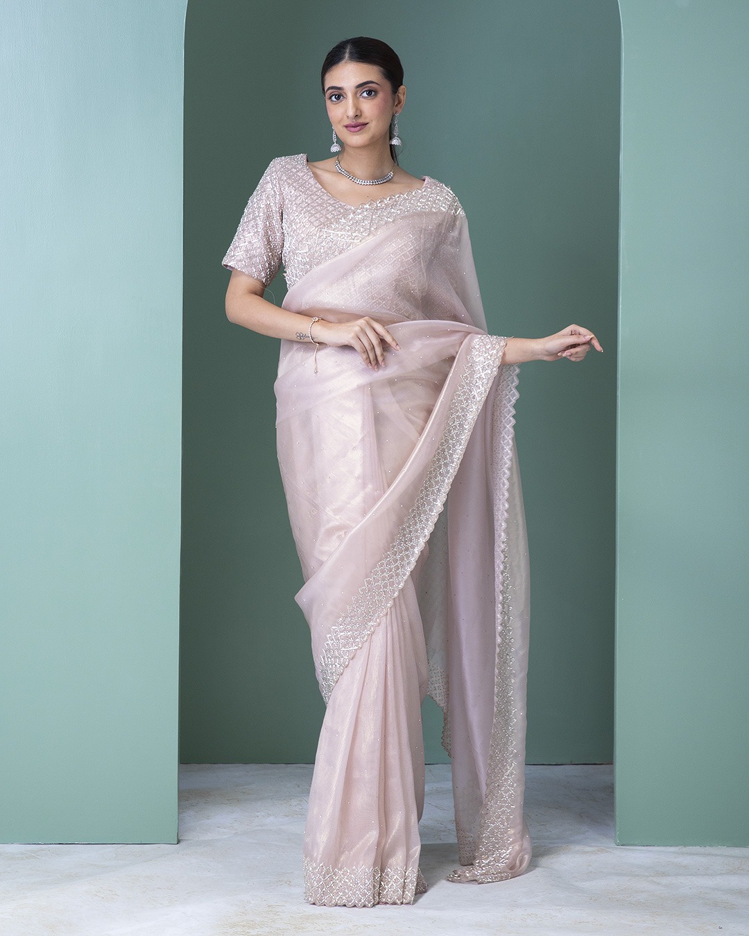 Peach Tissue Saree